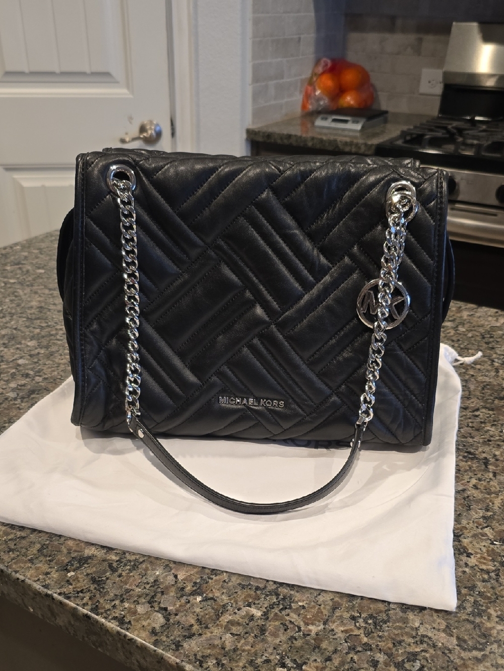 Michael Kors Black Quilted Leather Kathy Shoulder Bag